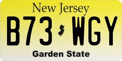 NJ license plate B73WGY