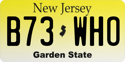 NJ license plate B73WHO