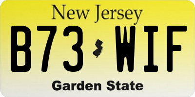 NJ license plate B73WIF