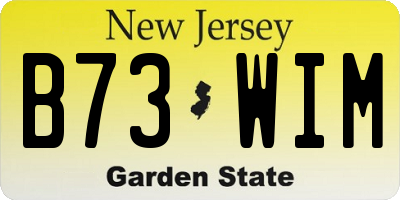NJ license plate B73WIM