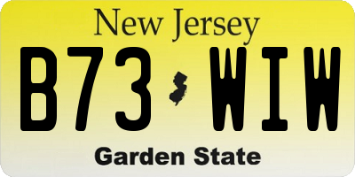 NJ license plate B73WIW