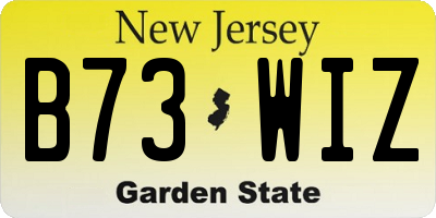 NJ license plate B73WIZ