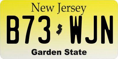 NJ license plate B73WJN