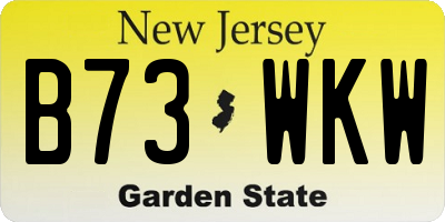 NJ license plate B73WKW