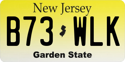 NJ license plate B73WLK