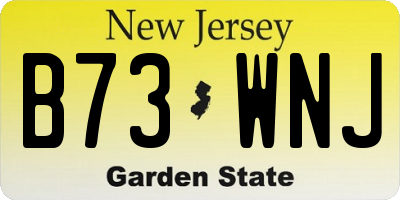 NJ license plate B73WNJ