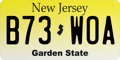 NJ license plate B73WOA