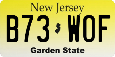 NJ license plate B73WOF