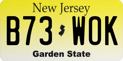 NJ license plate B73WOK
