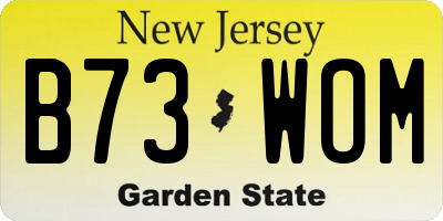 NJ license plate B73WOM