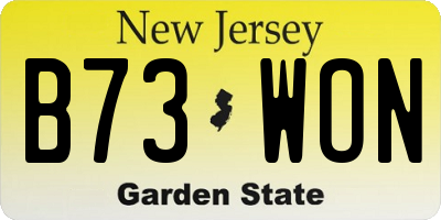 NJ license plate B73WON
