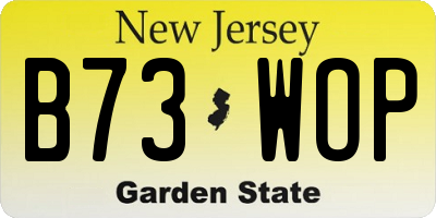 NJ license plate B73WOP