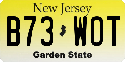 NJ license plate B73WOT