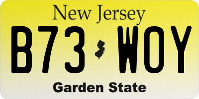 NJ license plate B73WOY