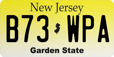 NJ license plate B73WPA