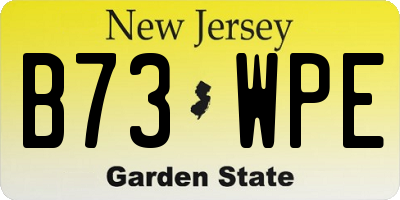 NJ license plate B73WPE