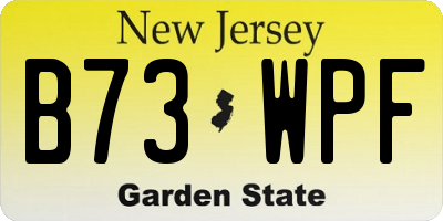 NJ license plate B73WPF
