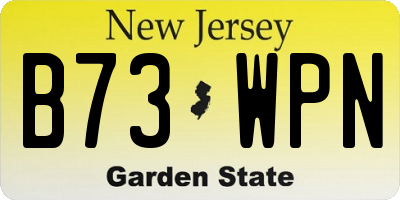 NJ license plate B73WPN