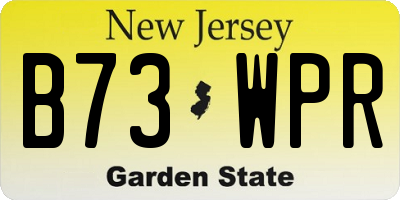 NJ license plate B73WPR