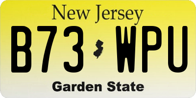 NJ license plate B73WPU