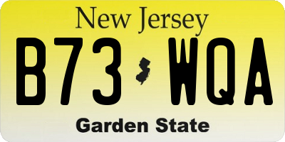 NJ license plate B73WQA