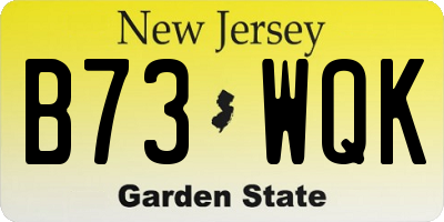 NJ license plate B73WQK