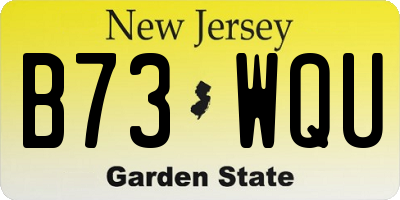 NJ license plate B73WQU