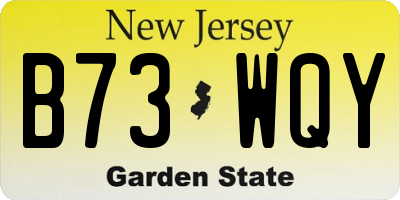NJ license plate B73WQY