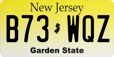 NJ license plate B73WQZ