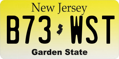 NJ license plate B73WST