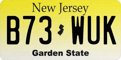 NJ license plate B73WUK