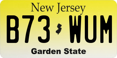 NJ license plate B73WUM