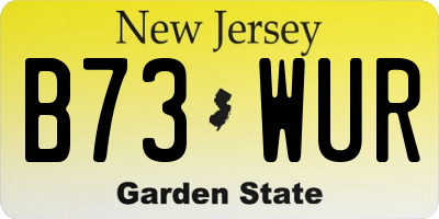 NJ license plate B73WUR