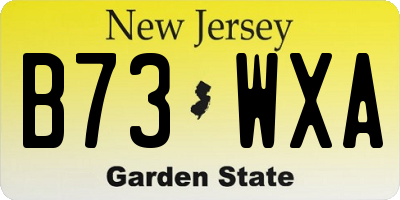 NJ license plate B73WXA