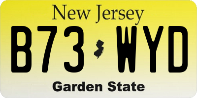 NJ license plate B73WYD