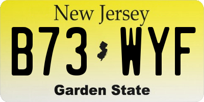 NJ license plate B73WYF