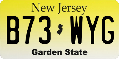 NJ license plate B73WYG