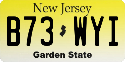 NJ license plate B73WYI