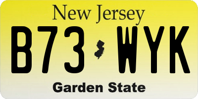 NJ license plate B73WYK
