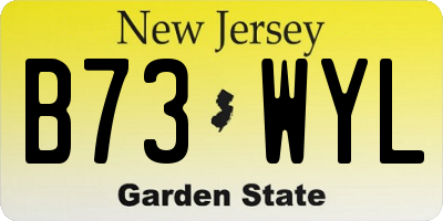 NJ license plate B73WYL