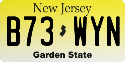 NJ license plate B73WYN