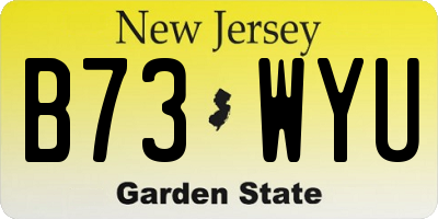 NJ license plate B73WYU
