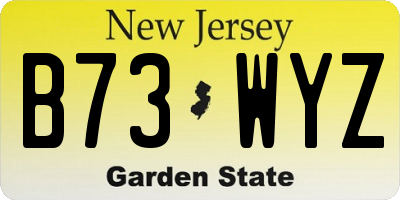 NJ license plate B73WYZ