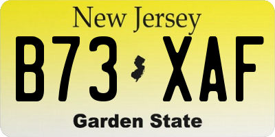 NJ license plate B73XAF