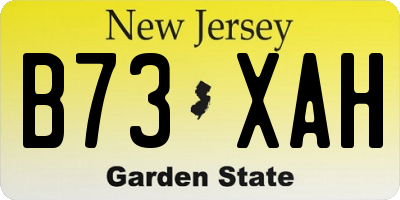 NJ license plate B73XAH