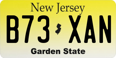 NJ license plate B73XAN
