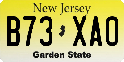 NJ license plate B73XAO