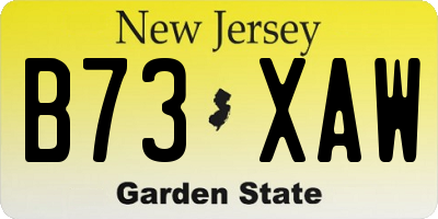 NJ license plate B73XAW