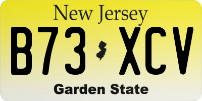 NJ license plate B73XCV