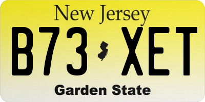 NJ license plate B73XET